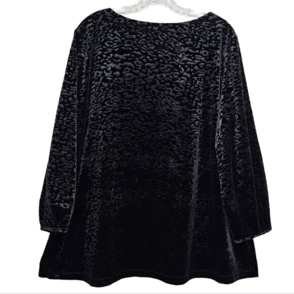 Rafaella Womens Black Crushed Velvet Textured Pattern with Long Sleeve Tunic XLP - Picture 7 of 7